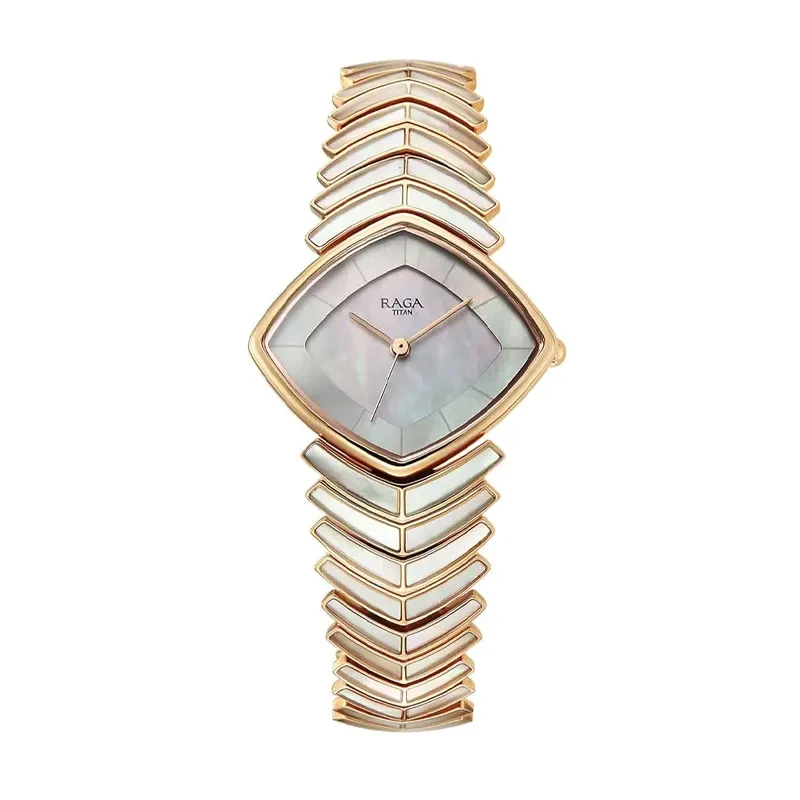Titan Raga Chic Glam Mother of Pearl Dial Ladies Watch- 95393WM03